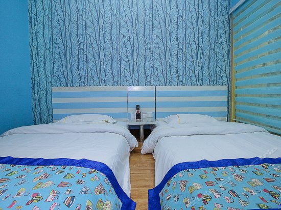 蓝色海洋主题日式双床房