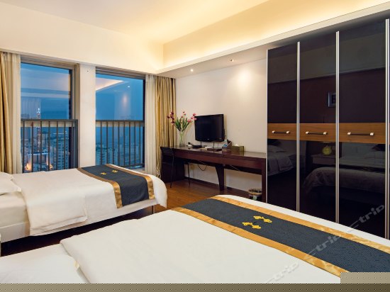 都市夜景双人床