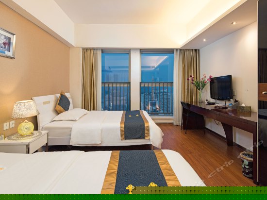 都市夜景双人床