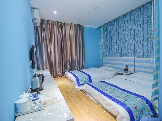 蓝色海洋主题日式双床房