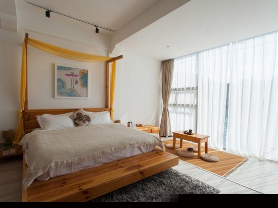 全海景落地窗大床房风花