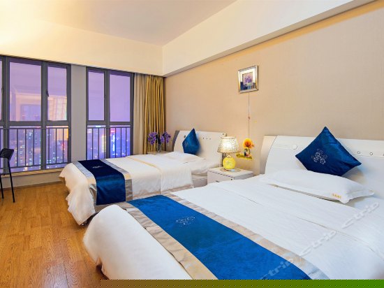 都市夜景双人床