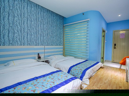 蓝色海洋主题日式双床房